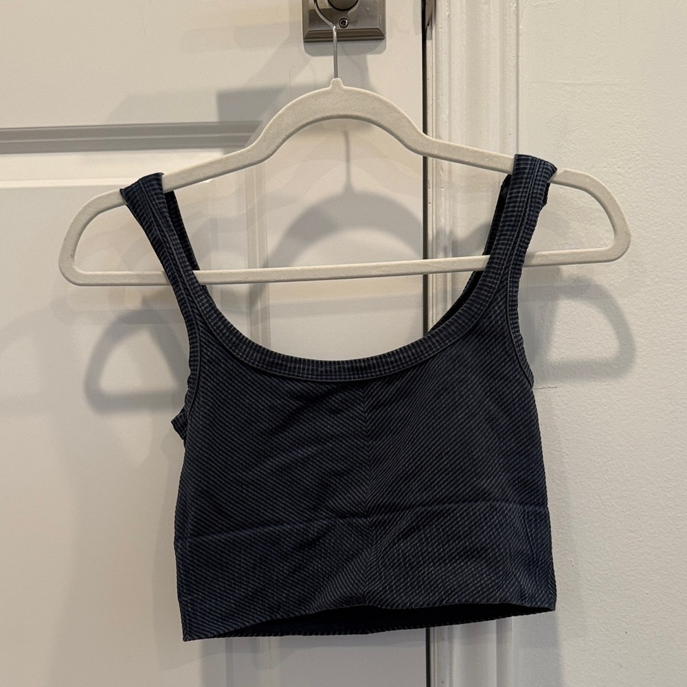 Ribbed Navy Niki Biki Cropped Tank Top